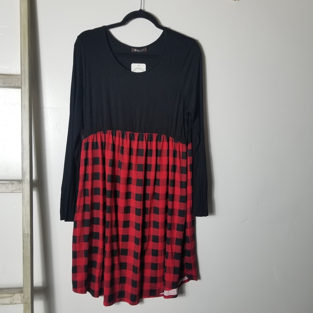NWT BATES SISTERS BOUTIQUE BOMBOM GINGHAM DRESS SIZE XL